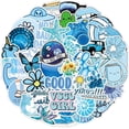 thumbnail image 1 of Pegatinas azules, 100 unidades de pegatinas de vinilo impermeables coloridas para botellas de agua, Bum, 1 of 4