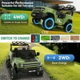 thumbnail image 4 of Farmdex 24V Ride on Toys with Remote Control, 2 XL Seater Electric Truck Car for Kids w/ 22'' Large Seat, 4WD/2WD Switchable, Powered Ride on Cars w/ Bluetooth, LED Lights, 3 Speeds, 4 x 200W, Green, 4 of 8