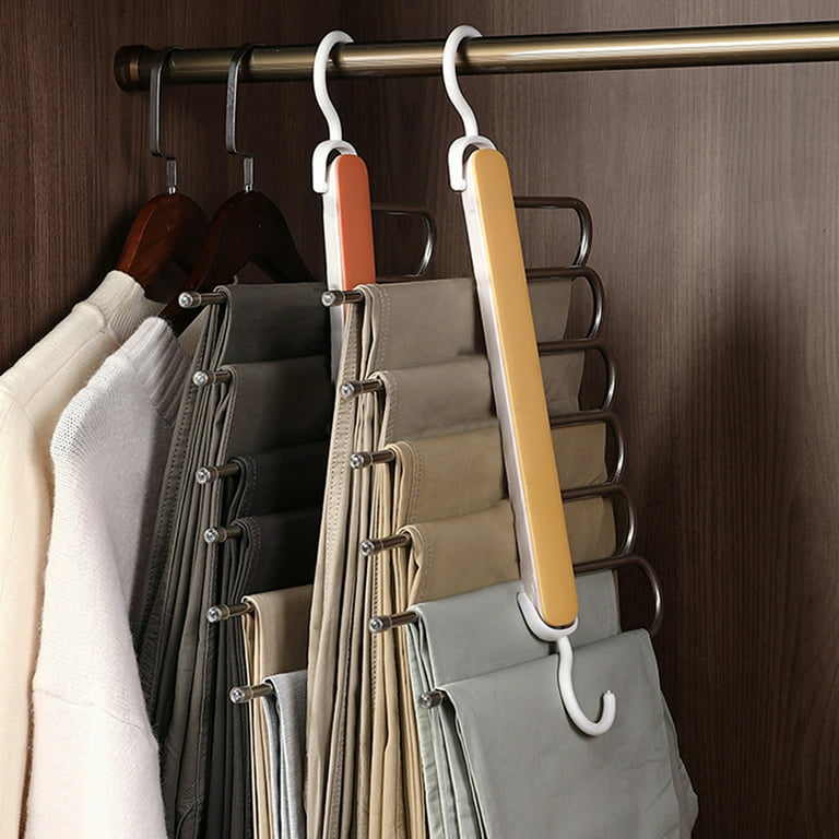 Skirt Hangers 4 Tier Shorts Hangers with Clips, Wooden Pants Hangers Space  Saving,Magic Skirt Closet Organizers and Storage Dorm Room Essentials (2