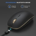 thumbnail image 4 of VIVEFOX Bluetooth Mouse, Noiseless Mouse with USB Receiver, Slim Dual Mode(Bluetooth + USB) Rechargeable Cordless Mouse, Black & Gold, 4 of 7