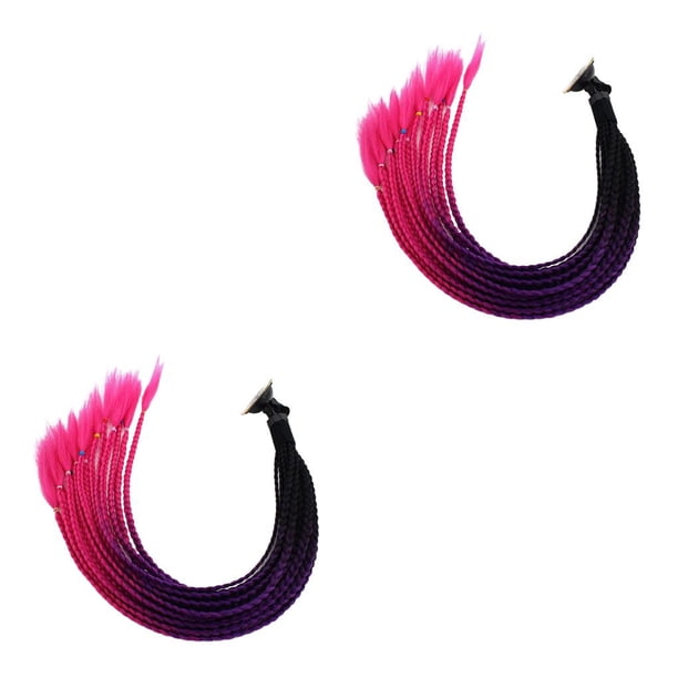 Riwesomey 55cm Hair Pigtail Gradient Ponytail for Motorcycle negro rosa rojo 2piezas