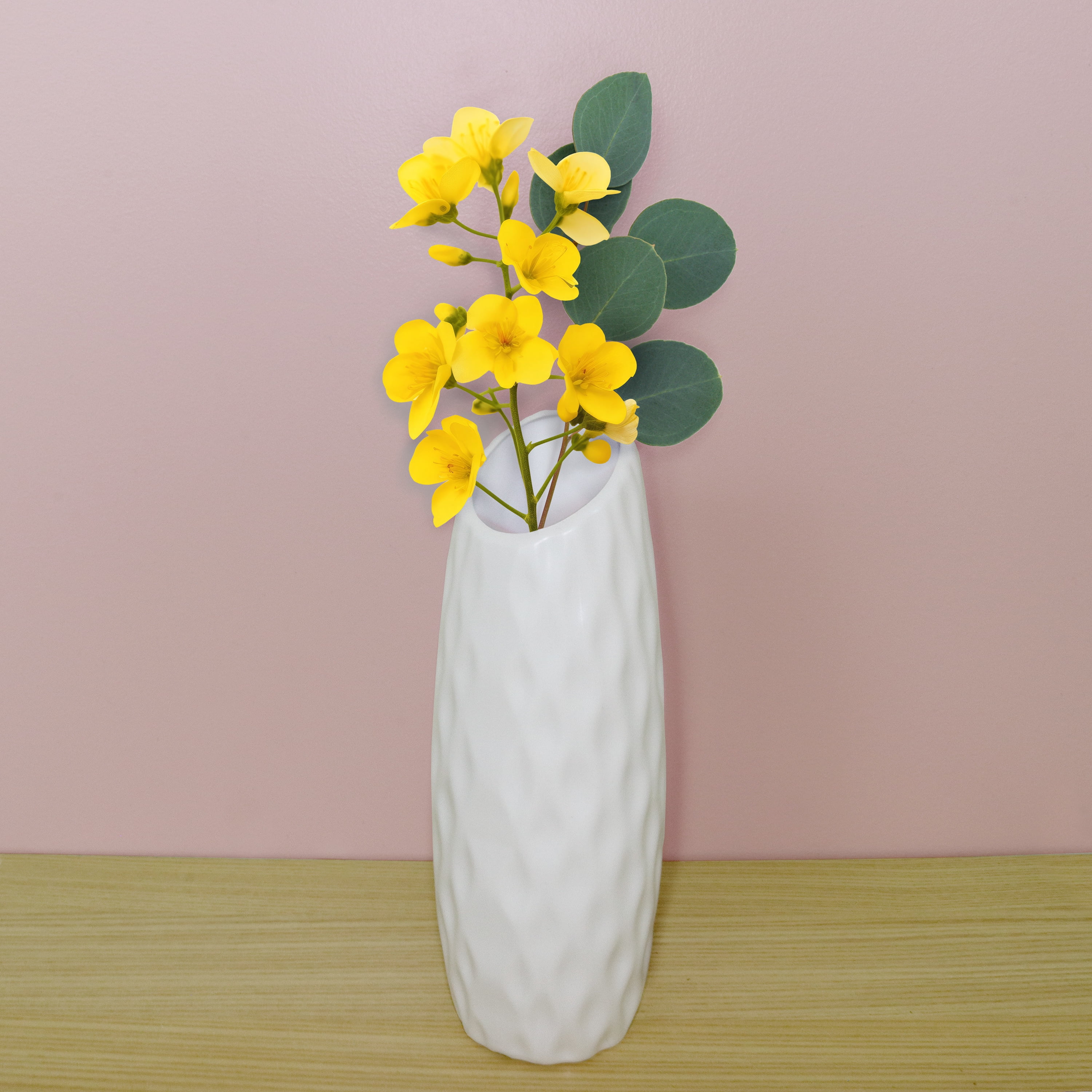 (6 pack) Mainstays Arctic White Indent Plastic Vase, 2.5 in x 2.5 in x 8.25 in