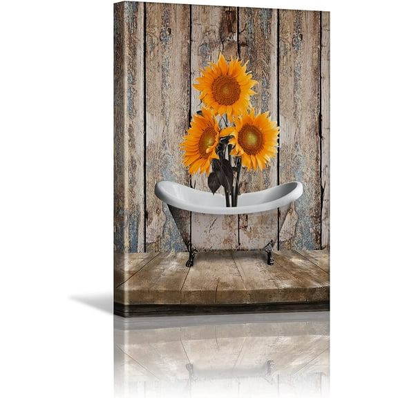 UWNRBG Rustic Farmhouse Sunflowers 12” x 16” Framed Art Print