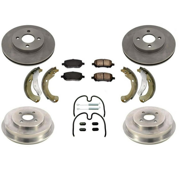 Front Rotors Rear Drum Brakes Pads Shoes for Chevrolet Cobalt 05-08 4 Lug Only