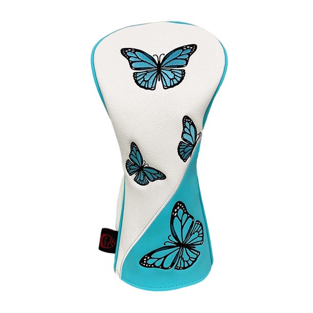 Funda de protección PU Cuero Macarena Patrón de mariposa Resistente al desgaste Club Head Cover para accesorios deportivos Transporte Conductor blanco