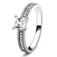 thumbnail image 1 of Women Rhodium 925 Sterling Silver Ring with AAA Grade CZ in Clear - Size 10, 1 of 1