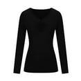 thumbnail image 5 of Brglopf Women's Elasticity Versatile Shirts Long Sleeve Slim Fitted V Neck T Shirt Basic Soft Cotton Regular Blouse Undershirt Tops, 5 of 6