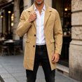 thumbnail image 3 of FRSASU Men's Trench Coat Slim Fit Single Breasted Long Windbreaker Jacket Classic Lapel Casual Overcoat with Side Pockets Khaki, 3 of 9