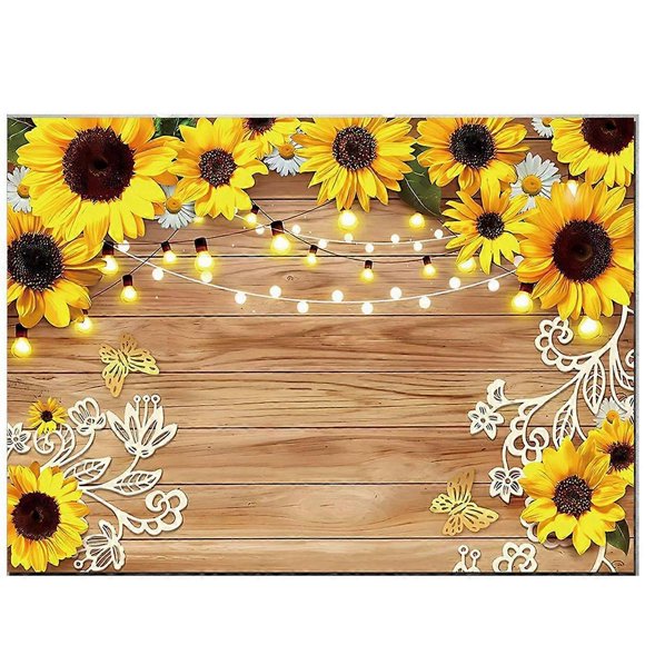 Sunflower Backdrop Photography Cloth 210x150cm Yellow Flower Wall Garden Wedding Birthday Photograp