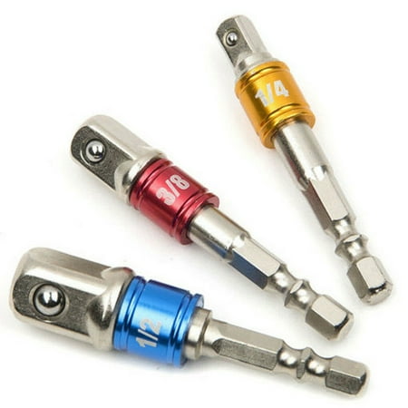 

Carevas 3PcsSet Hex Drill Bit Socket Adapter Drive Electric Impact Driver 3 Size