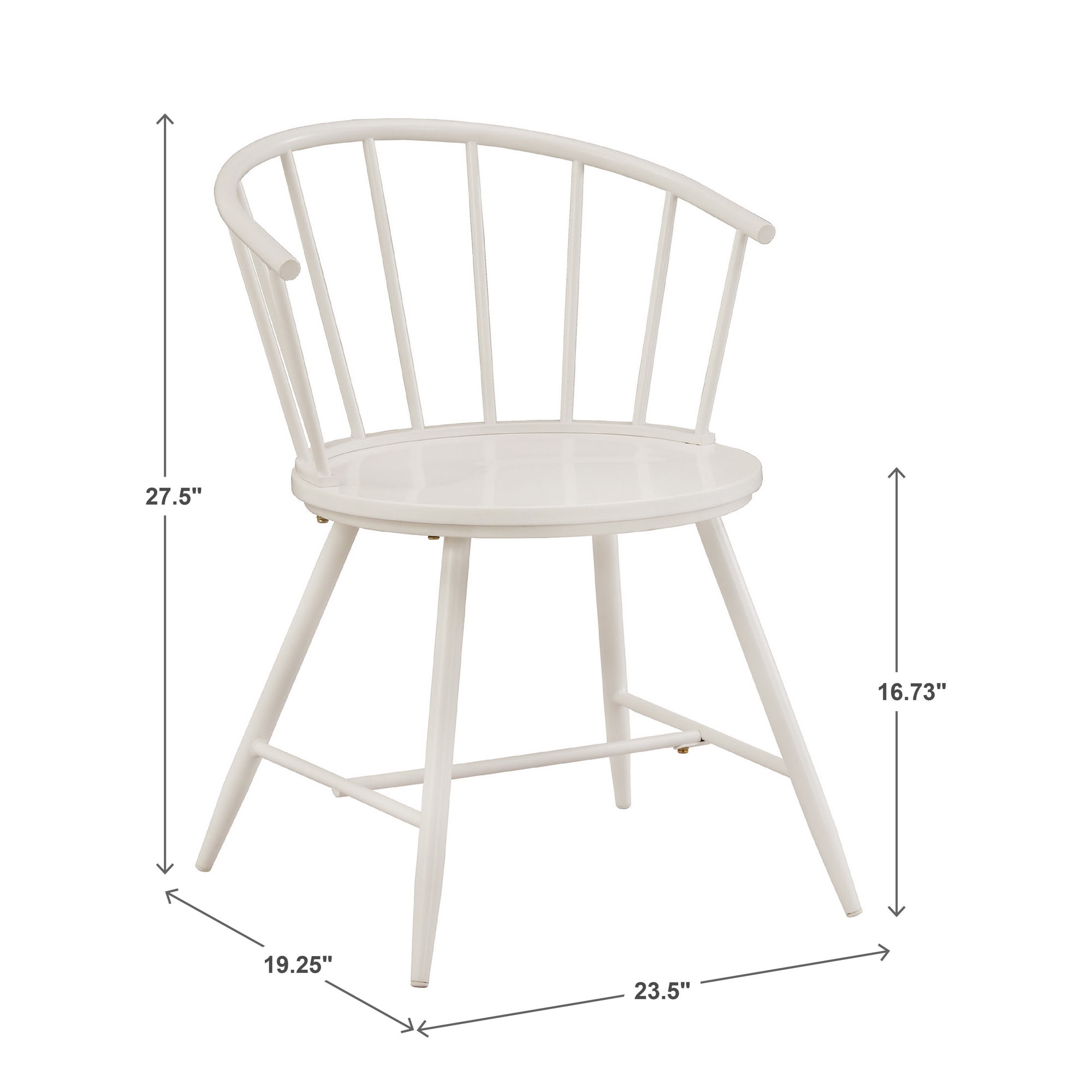 Weston Home Lydford Slope Low Back Windsor Metal Side Chairs, Set of 2, White