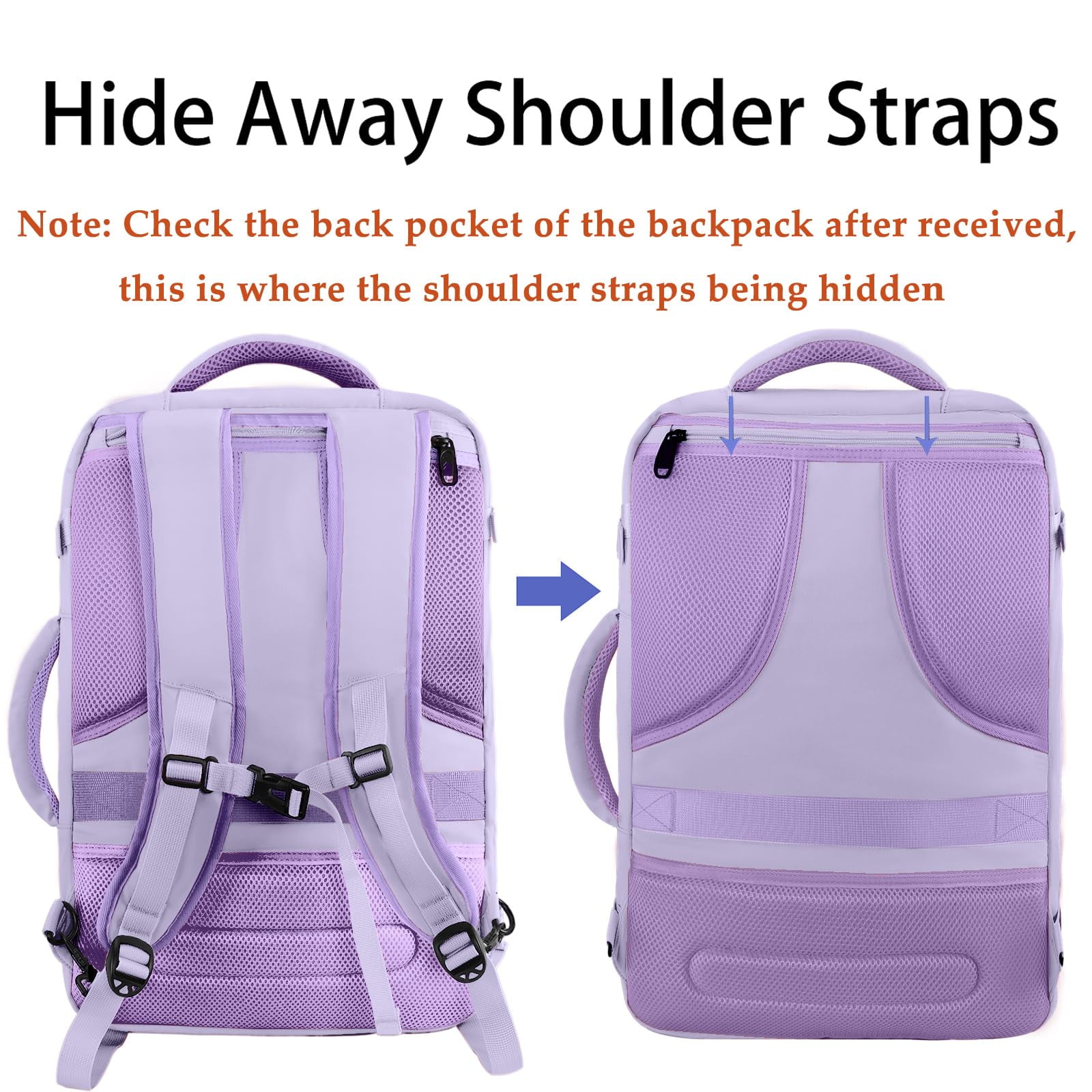 best flight approved travel backpacks purple maximum size Matein Expandable Travel Backpack, 40L Airline Approved Business Laptop  Backpacks for Adults, Light Purple