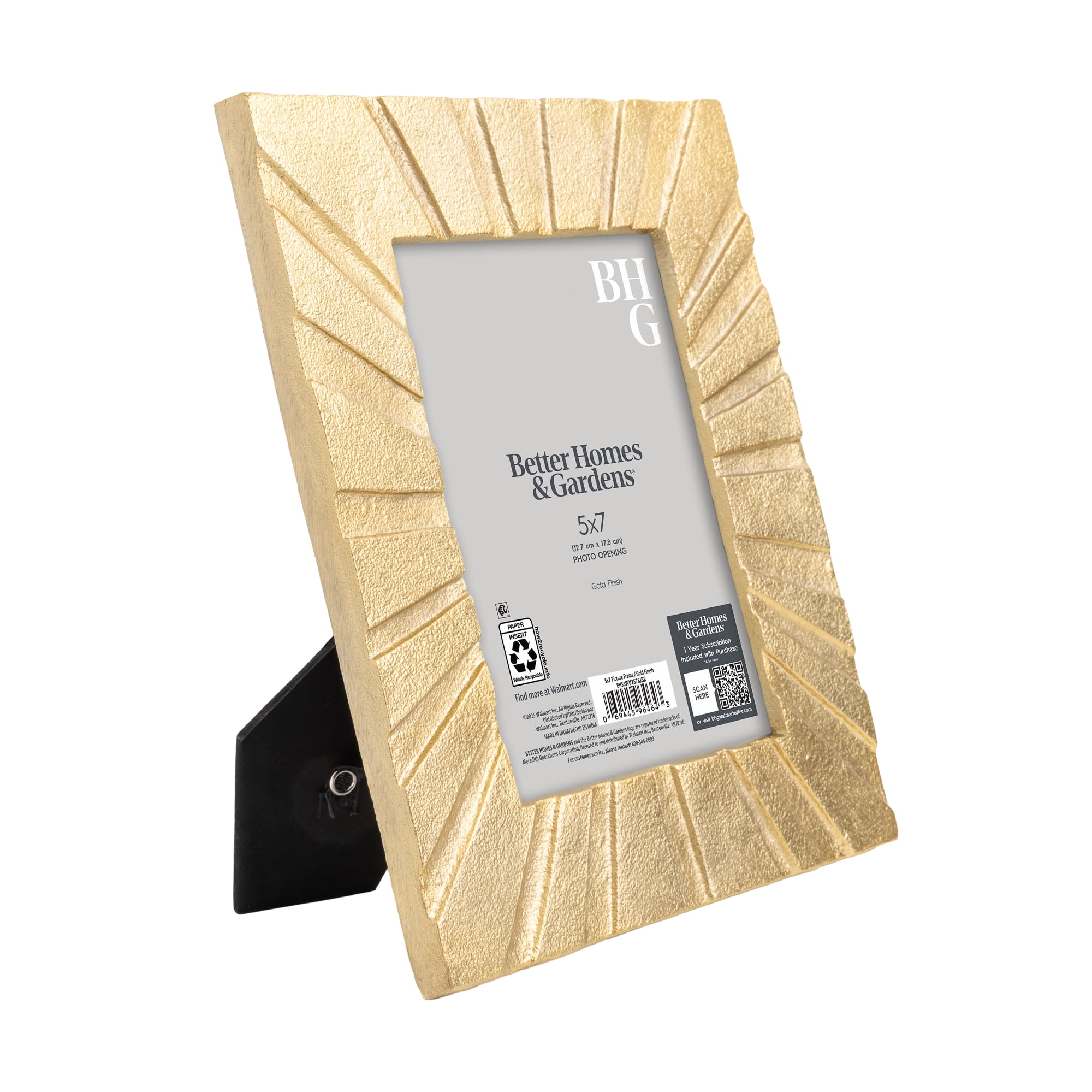 Better Homes & Gardens 5x7 Picture Frame – Gold Cast Radiant Metal Tabletop Photo Frame