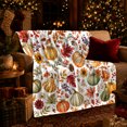 thumbnail image 3 of Rustic Harvest Pumpkin Autumn Foliage Pattern Watercolor Style, Cozy Festive Scene, Warm Flannel Blanket for Living Room and Family Room, Garden Lovers Thanksgiving Gift, Festive Home Decor, 3 of 9