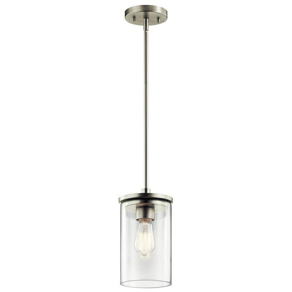 1 Light Contemporary Minimalist Mini Pendant Light Fixture with Clear Glass-Brushed Nickel Finish Bailey Street Home 147-Bel-2279355