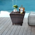 thumbnail image 2 of SUREGO Outdoor Storage Table with Lid, 13 Gallon PE Wicker Patio Side Table for Garden, Pool, Hose & Cushion, Brown Rattan, 2 of 9