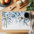 thumbnail image 2 of Blue Leaves Placemats Set of 12, Summer Botanical Placemats for Dining Table, Place Mats for Kitchen Tabletop, Waterproof Wipeable Dining Table Mats Set, 2 of 9