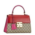 thumbnail image 3 of Pre-Owned Gucci GG Supreme Handbag Shoulder Bag 453188 Beige Red Pink PVC Leather... (Good), 3 of 11