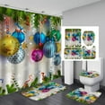thumbnail image 1 of PATIO 4 Pieces Set 3D Digital Printing High-Density Merry Christmas Theme Pattern Shower Curtain Set Bathroom Floor Mat Base Mat Toilet Mat Home Holiday Decoration Bathroom Accessories Ch, 1 of 7