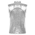 thumbnail image 2 of Alvivi Men's Sleeveless Metallic Zip-up Waistcoat Jacket Nightclub Party Disco Vest Clubwear Silver XL, 2 of 5