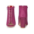 thumbnail image 5 of BLISSFUL STEP Women's Peep Toe Lace Up Block Heel Ankle Boots, 5 of 5