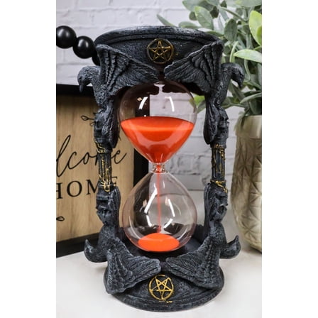 Gothic Alchemy Pentagram Circle Raven Crows Skull Pillars Sand Timer Sandtimer