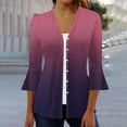 thumbnail image 2 of Jalioing Flare Sleeve Cardigan for Women 3/4 Sleeves Outwear Single-Breasted V-Neck Gradient Coverup, 2 of 5