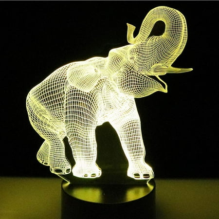 

16 Color Changing Night Lamp 3D Atmosphere Bulbing Light 3D Visual Illusion LED Lamp for Kids Toy Christmas Birthday Gifts (Elephant)
