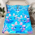 thumbnail image 2 of Feelyou Cute Blue Axolotl Bed Sheets, Underwater World Kid King Sheets, 4-Piece, 2 of 7