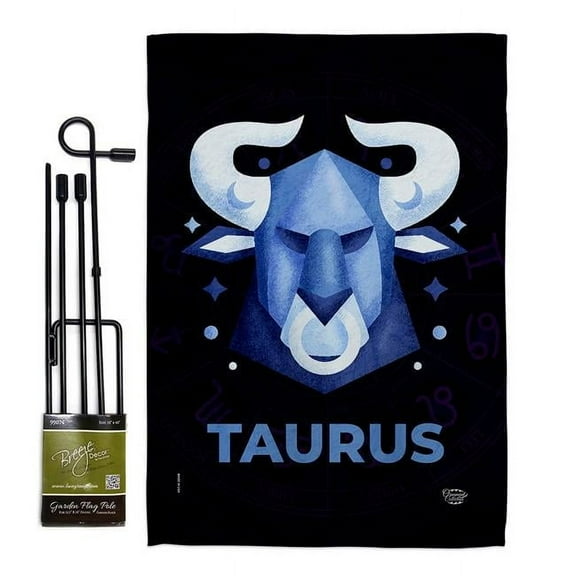 Ornament Collection GS190024-BO 13 x 18.5 in. Taurus Garden Flag Set for Interests Zodiac Double-Sided Decorative Vertical Flags & House Decoration Banner Yard Gift