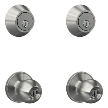 First Secure by Schlage Deadbolt and Keyed Entry Rigsby Knob, 2PK in Stainless Steel