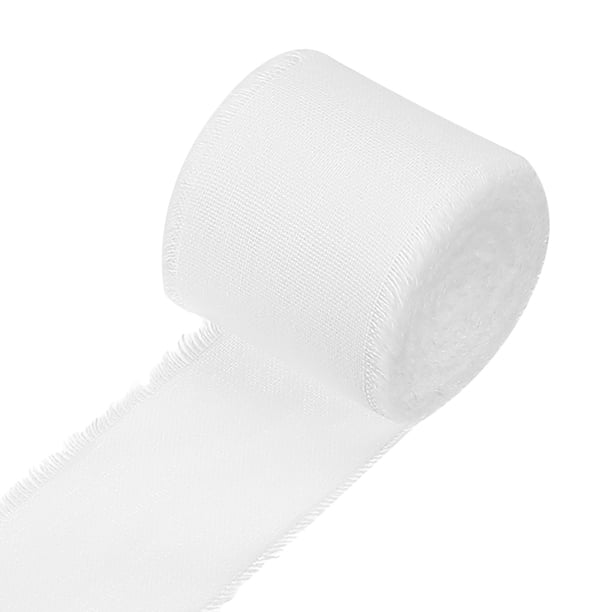 Cinta de Lino de Algodón Uxcell con Flecos Hecha a Mano Cintas de Tela con Flecos para DIY Blanca