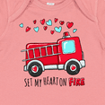 thumbnail image 4 of Inktastic Set My Heart on Fire Valentine Fire Truck with Hearts Boys or Girls Baby Bodysuit, 4 of 5