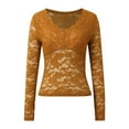 thumbnail image 5 of SHITINN Mesh Tops for Women Sheer Long Sleeve Tops V Neck Lace Blouses Under Shirts Floral Lace T Women's Fashion Short Sleeve Tops for Women Summer Outfits for Women, 5 of 8
