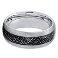 thumbnail image 2 of Meteorite Tungsten Wedding Band - Silver Tungsten Ring - Meteorite Ring (10.5), 2 of 4