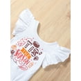 thumbnail image 4 of GXFC Little Girls Fashion Shorts Outfits Kids Girls Fly Sleeve Letter  Rompers Tops and Ripped Denim Shorts 2Pcs Casual Summer Clothes Set for Kids Girl 1-6T, 4 of 9