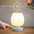 thumbnail image 3 of Lámpara táctil para mesita de noche, moderna lámpara pequeña para dormitorio, sala de estar, mesita de noche, lámpara de escritorio con pantalla de cristal de ópalo blanco, bombilla LED cálida, 3 of 10