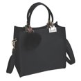 thumbnail image 1 of Bolso de mano para mujer, bolso con asa superior, bolso de hombro tipo bandolera con colgante de pompón, 1 of 7