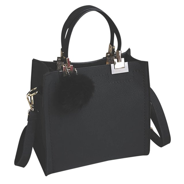 Bolso de mano para mujer, bolso con asa superior, bolso de hombro tipo bandolera con colgante de pompón