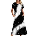 thumbnail image 2 of Nrmvnmi Women's 2024 Floral Boho Dress Wrap V Neck Short Sleeve Ruffle Hem A-Line Flowy Maxi Dresses Black-L, 2 of 6