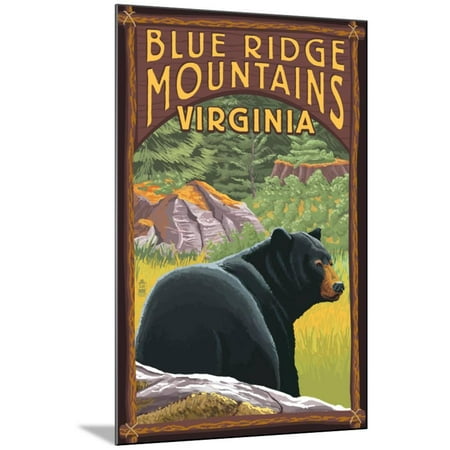 Blue Ridge Mountains, Virginia - Bear in Forest Wood Mounted Print Wall Art By Lantern