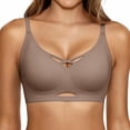 thumbnail image 2 of WCJM Coffee High Cut V-Waist Lace Underwear Yoga Bras for Women No Padding with Adjustable Back Hooks V-Neck Basic Wireless Racerback Bra Low Support Workout Sports Bra, 2 of 4