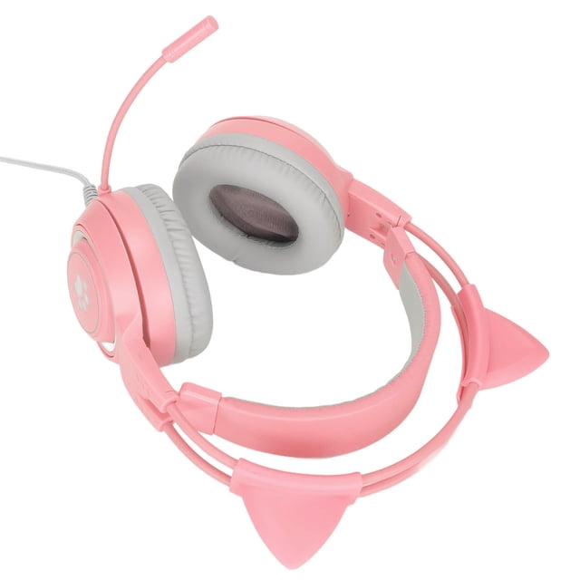 Auriculares para juegos Bling Bling SYG25 con orejas de gato con conector USB de 3,5 mm rosa