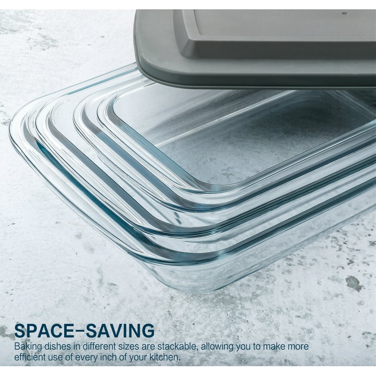 Glass Baking Dishes with Lids, 8 Pieces Rectangular Glass Baking