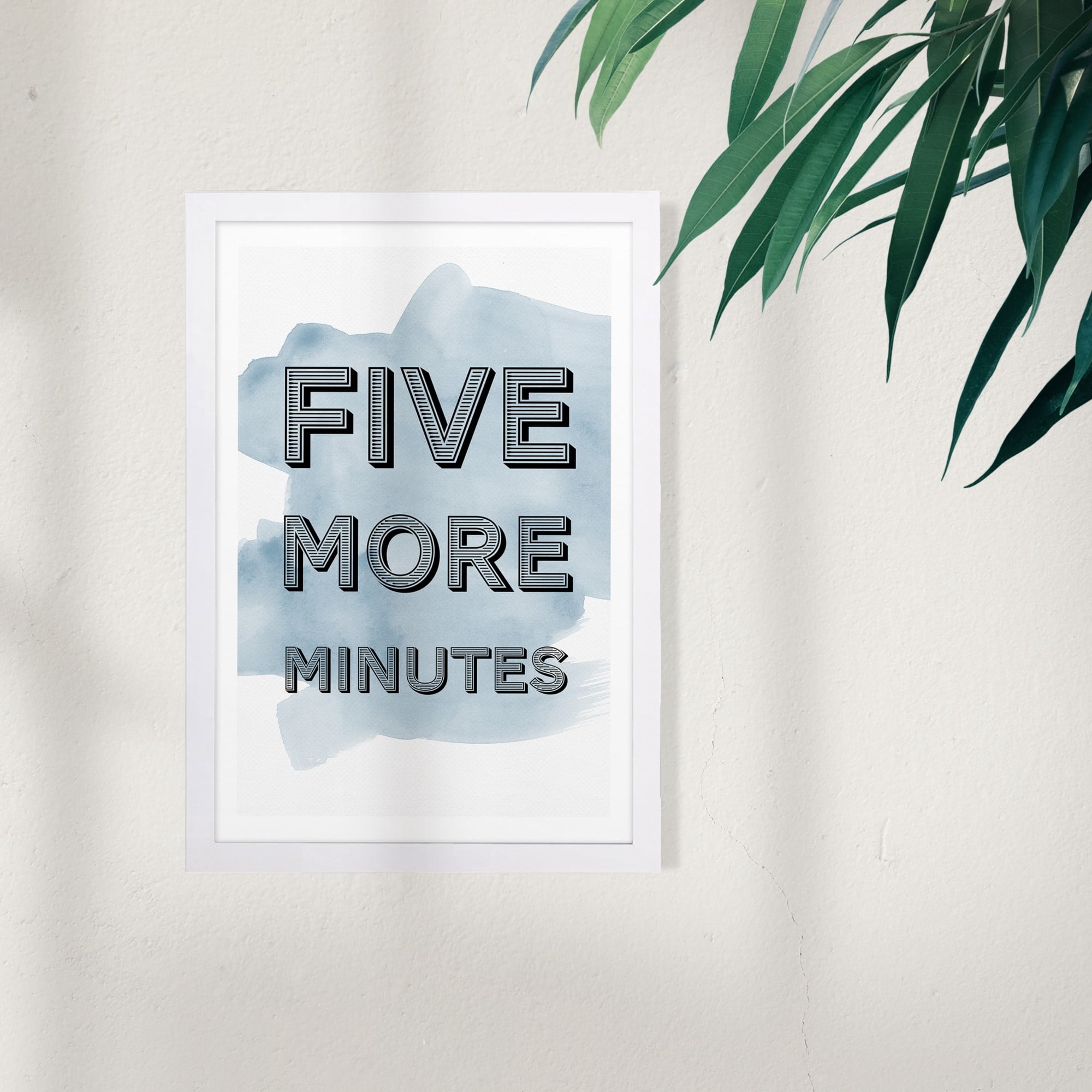 Wynwood Studio Typography and Quotes Framed Wall Art Prints 'Five More Minutes' Funny Quotes and Sayings - Blue, Black, 13" x 19"