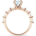 thumbnail image 6 of Petite Round Solitaire Ring Baguette White Opal Rose Tone 925 Sterling Silver, Size 6, 6 of 7