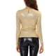 thumbnail image 3 of INSPIRAR CHIC Blusa de Mujer de Manga Larga Brillante con Purpurina Metálica Dorada, 3 of 6