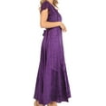 thumbnail image 4 of Sakkas Marni Women's Casual Maxi Short Sleeve Stonewashed Long Caftan Dress Lace - Purple - S/M, 4 of 5