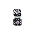 thumbnail image 2 of Pink CZ Connector Charm .925 Sterling Silver Antique Finish Reflection Beads - QRS139, 2 of 6