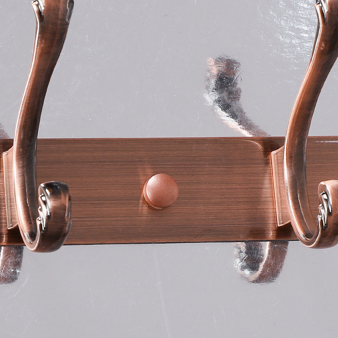Unique Bargains Plating Dual Zinc Alloy Wall Hook Rack Copper Tone 4 Hooks